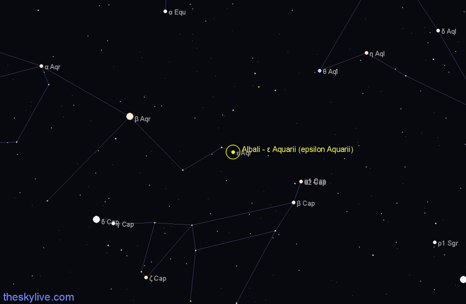 Finder chart Albali - ε Aquarii (epsilon Aquarii) star