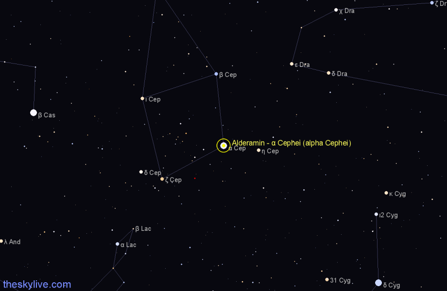 Finder chart Alderamin - α Cephei (alpha Cephei) star