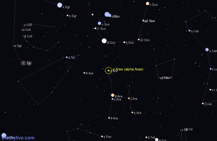 Finder chart α Arae (alpha Arae) star