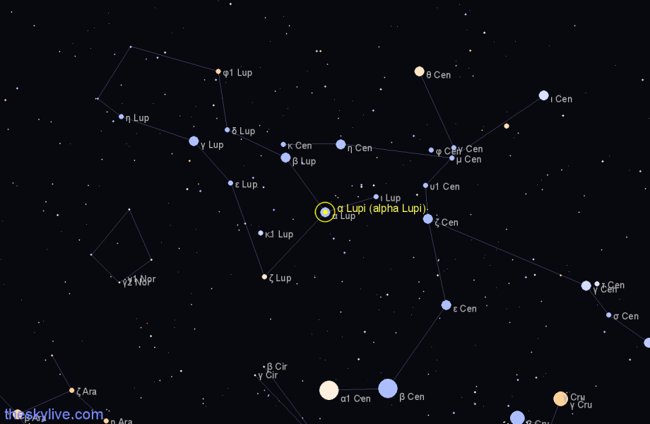 Finder chart α Lupi (alpha Lupi) star