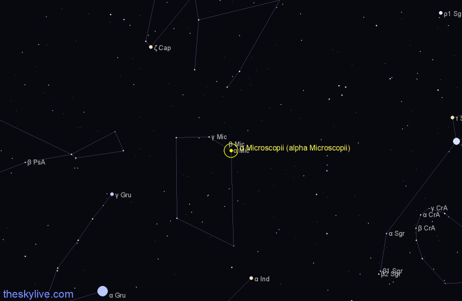Finder chart α Microscopii (alpha Microscopii) star