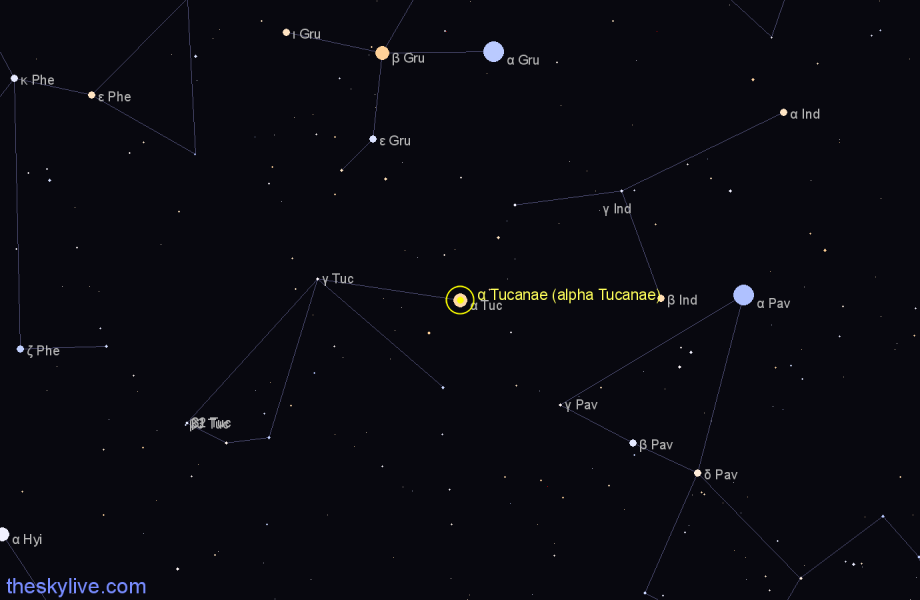 Finder chart α Tucanae (alpha Tucanae) star