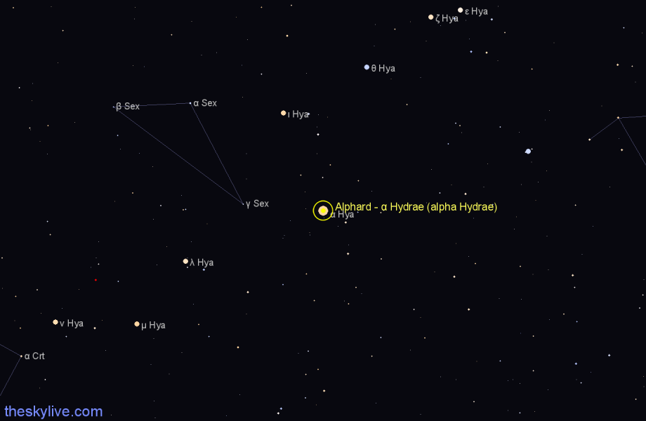 Finder chart Alphard - α Hydrae (alpha Hydrae) star