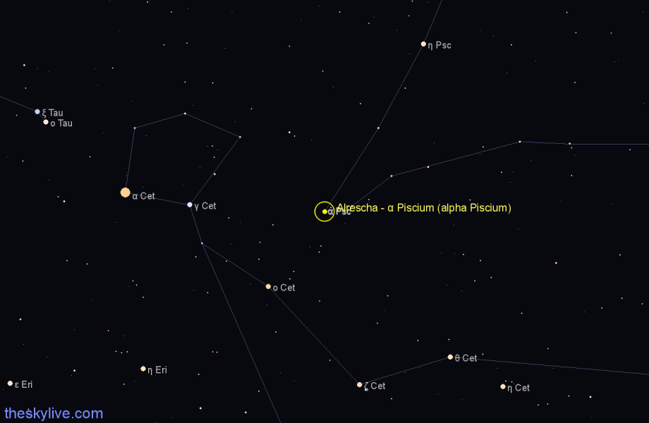 Finder chart Alrescha - α Piscium (alpha Piscium) star