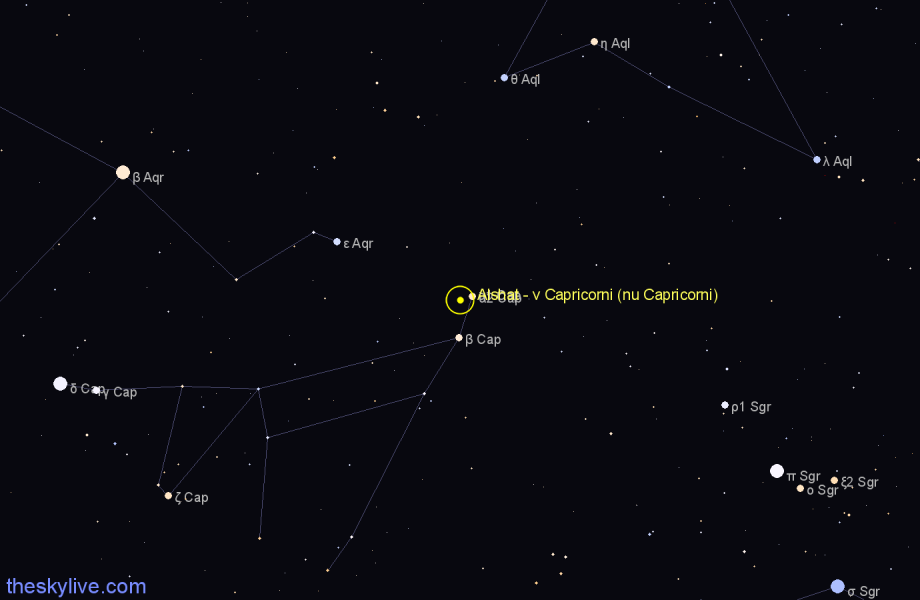 Finder chart Alshat - ν Capricorni (nu Capricorni) star