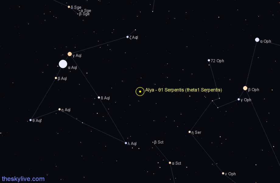Finder chart Alya - θ1 Serpentis (theta1 Serpentis) star