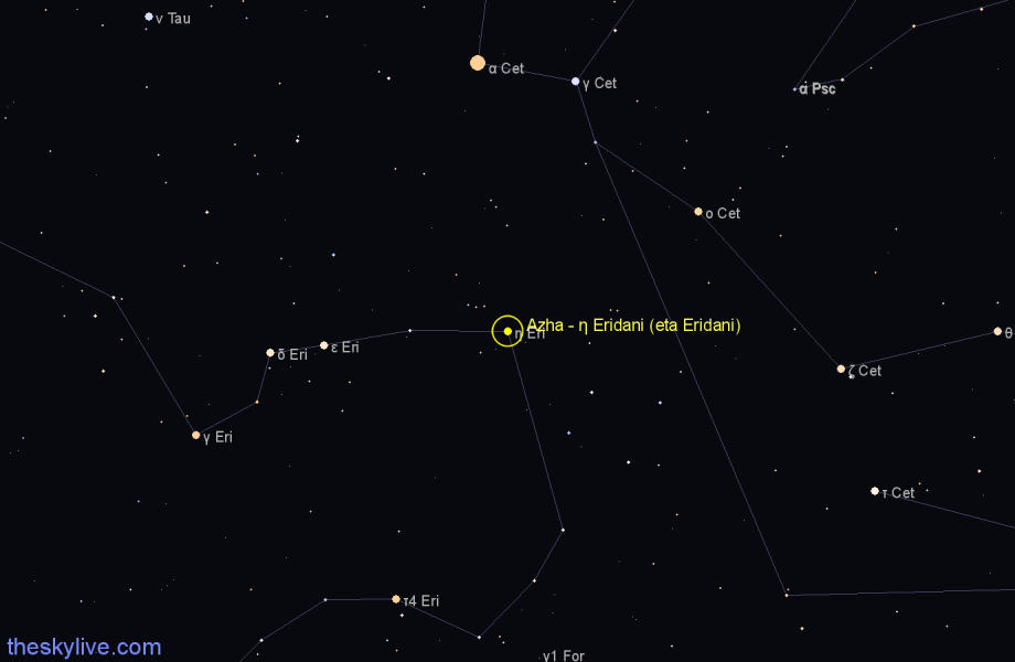 Finder chart Azha - η Eridani (eta Eridani) star