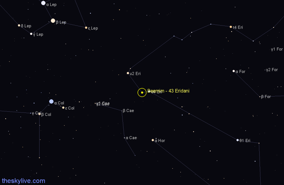 Finder chart Beemim - 43 Eridani star