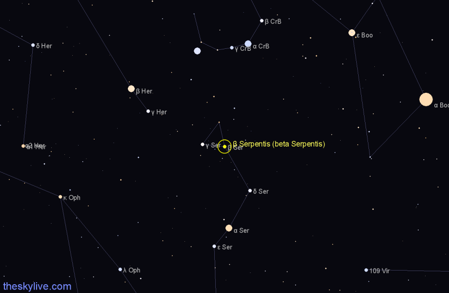 Finder chart β Serpentis (beta Serpentis) star