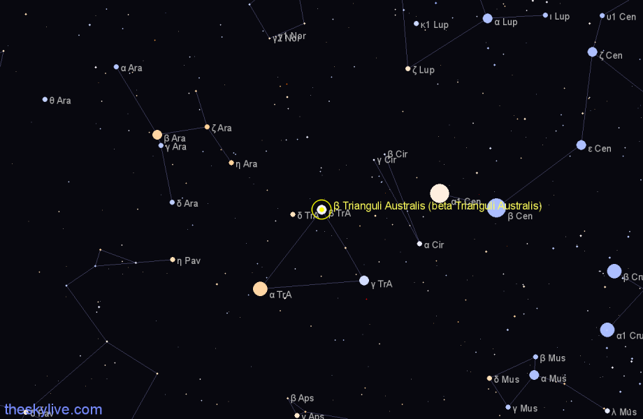 Finder chart β Trianguli Australis (beta Trianguli Australis) star
