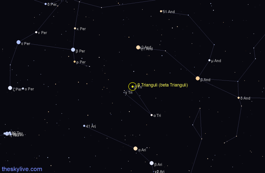 Finder chart β Trianguli (beta Trianguli) star