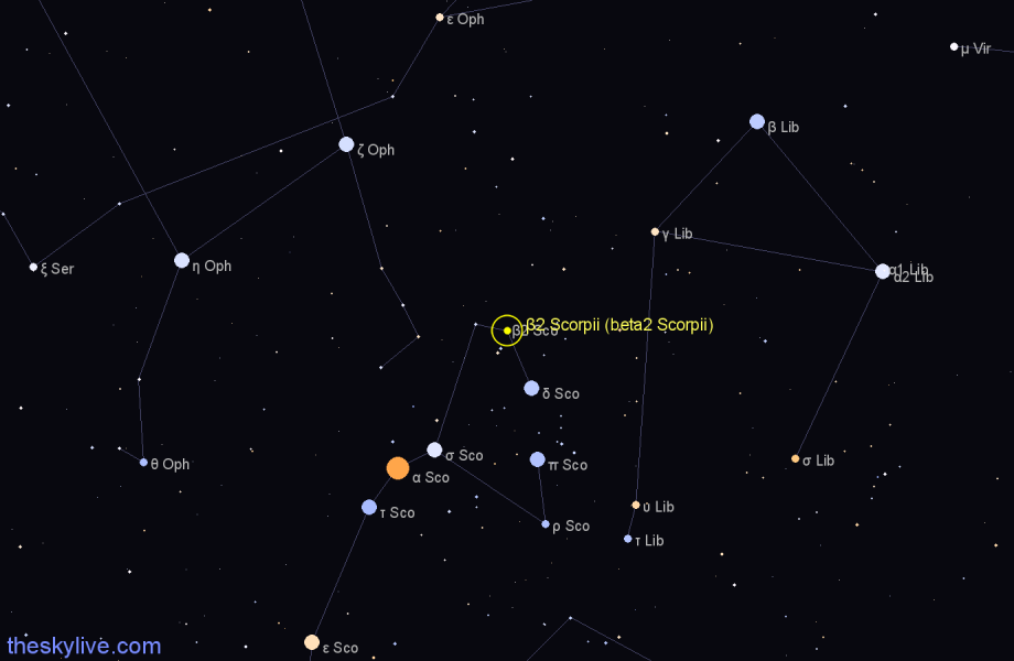 Finder chart β2 Scorpii (beta2 Scorpii) star