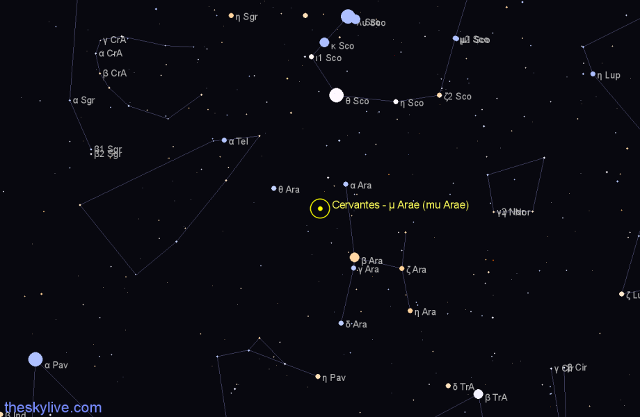 Finder chart Cervantes - μ Arae (mu Arae) star
