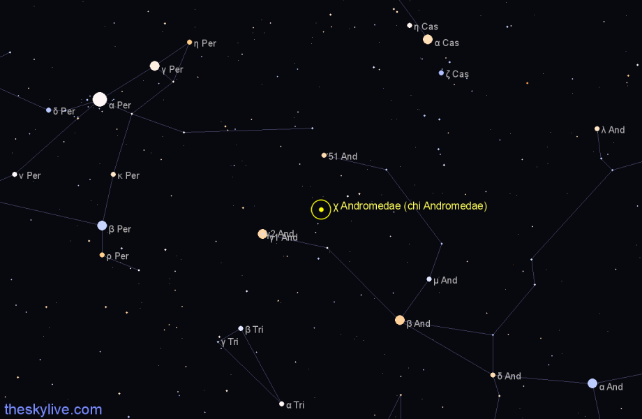 Finder chart χ Andromedae (chi Andromedae) star