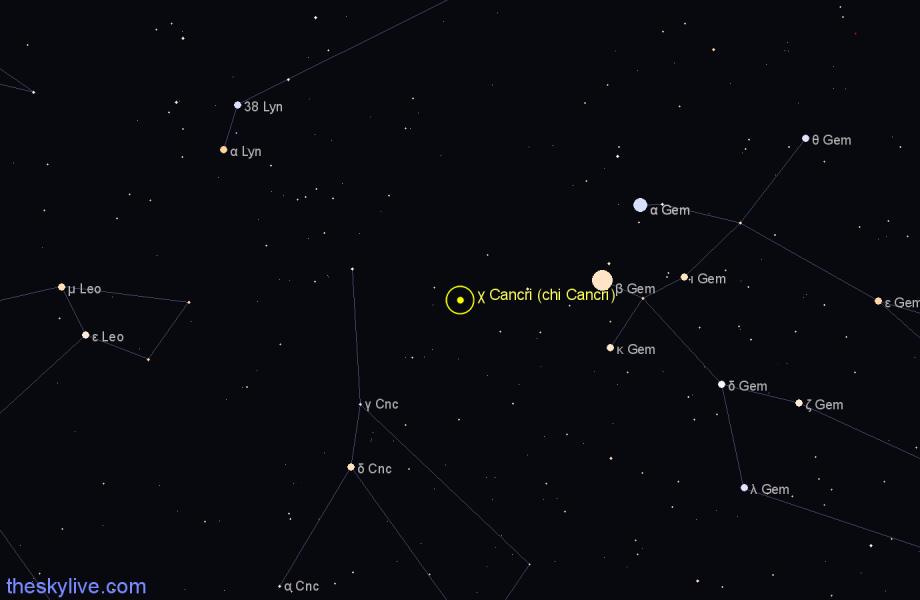 Finder chart χ Cancri (chi Cancri) star