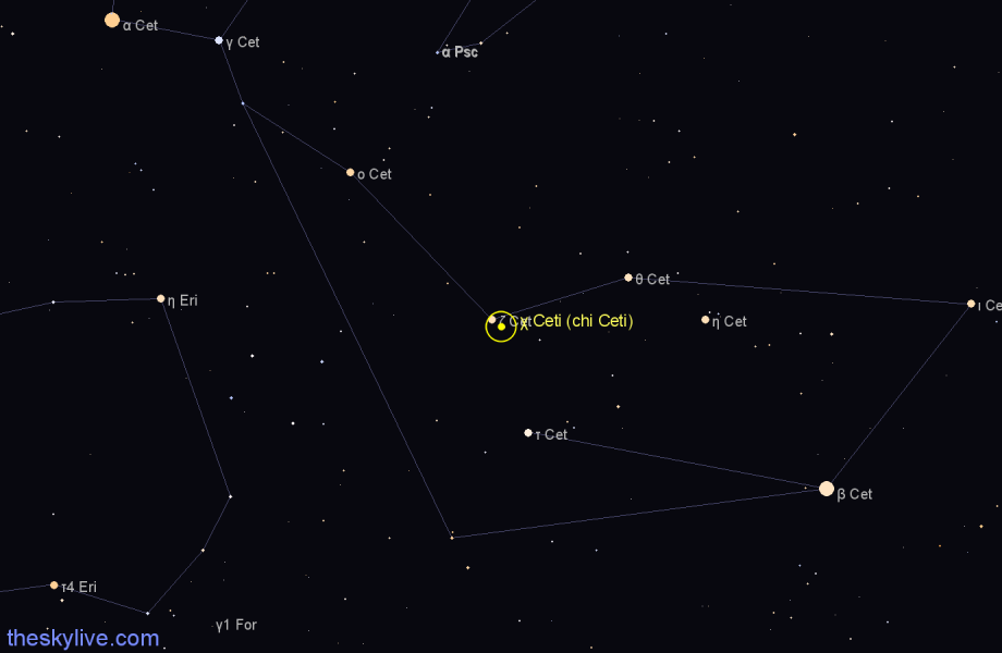 Finder chart χ Ceti (chi Ceti) star