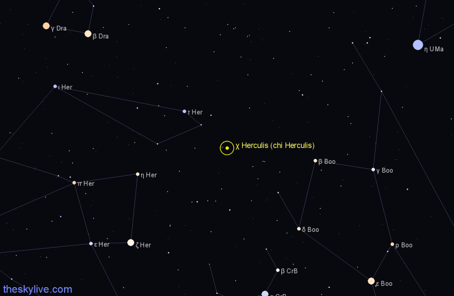 Finder chart χ Herculis (chi Herculis) star