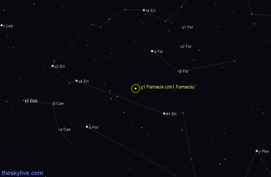 Finder chart χ1 Fornacis (chi1 Fornacis) star