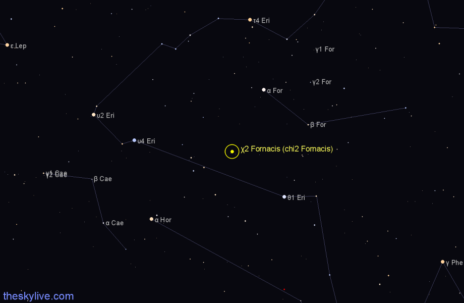 Finder chart χ2 Fornacis (chi2 Fornacis) star