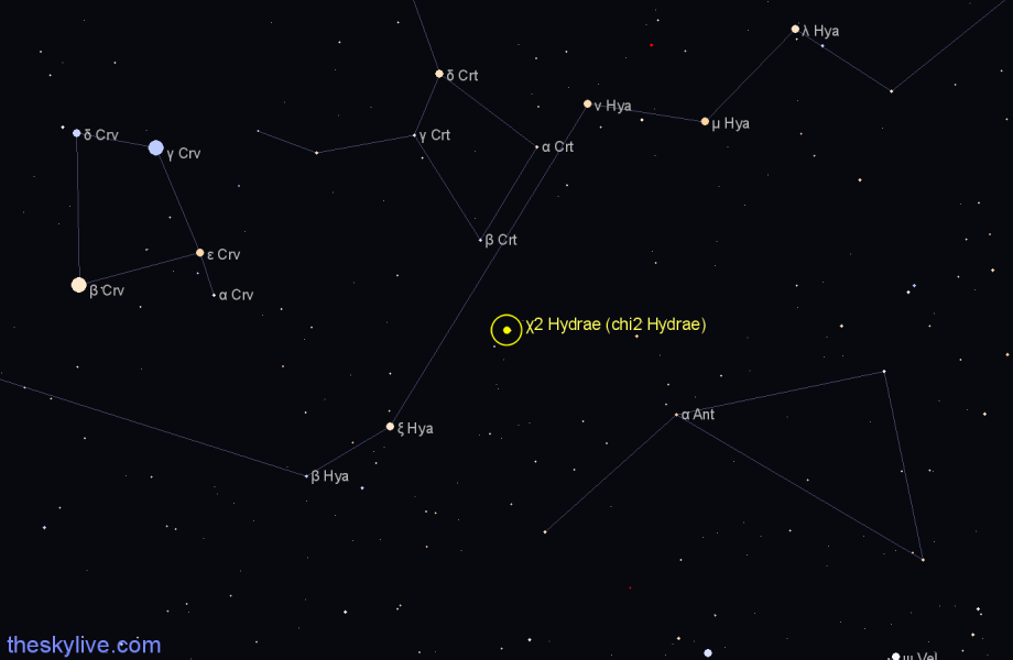 Finder chart χ2 Hydrae (chi2 Hydrae) star