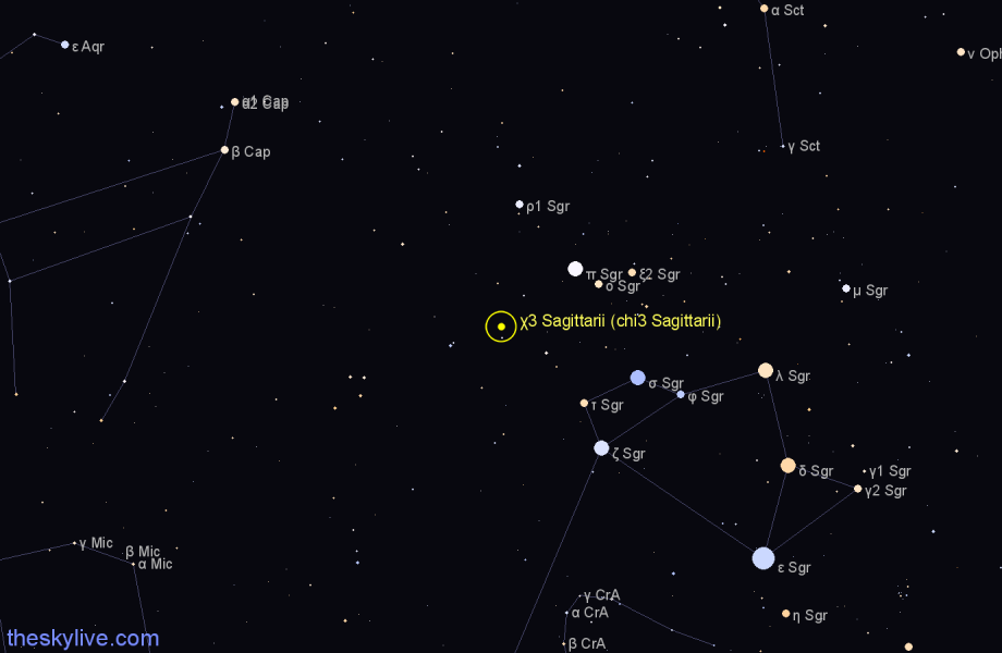 Finder chart χ3 Sagittarii (chi3 Sagittarii) star