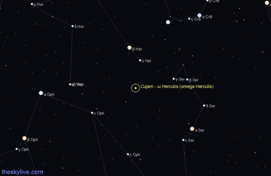 Finder chart Cujam - ω Herculis (omega Herculis) star