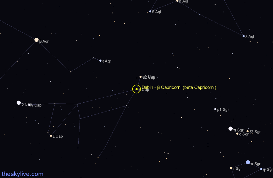 Finder chart Dabih - β Capricorni (beta Capricorni) star