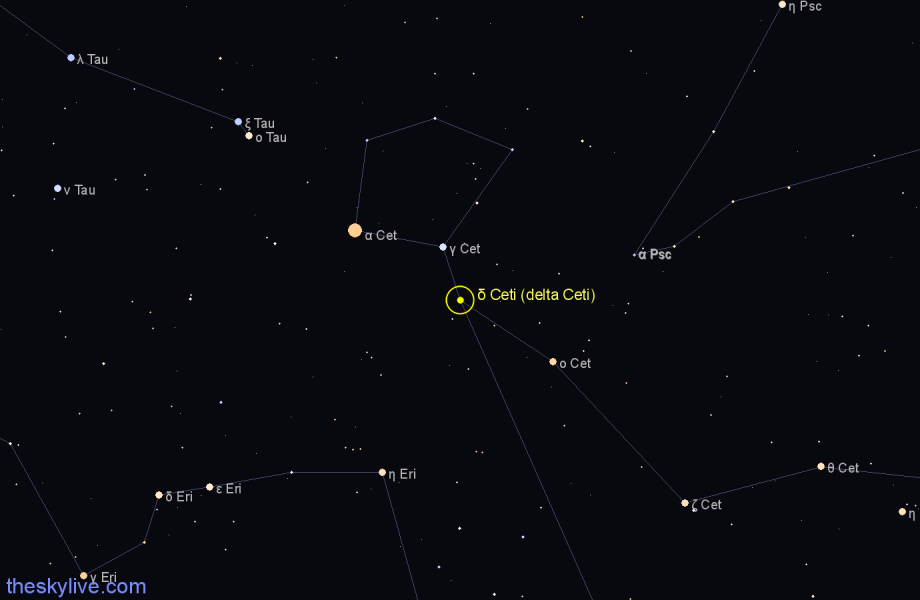 Finder chart δ Ceti (delta Ceti) star