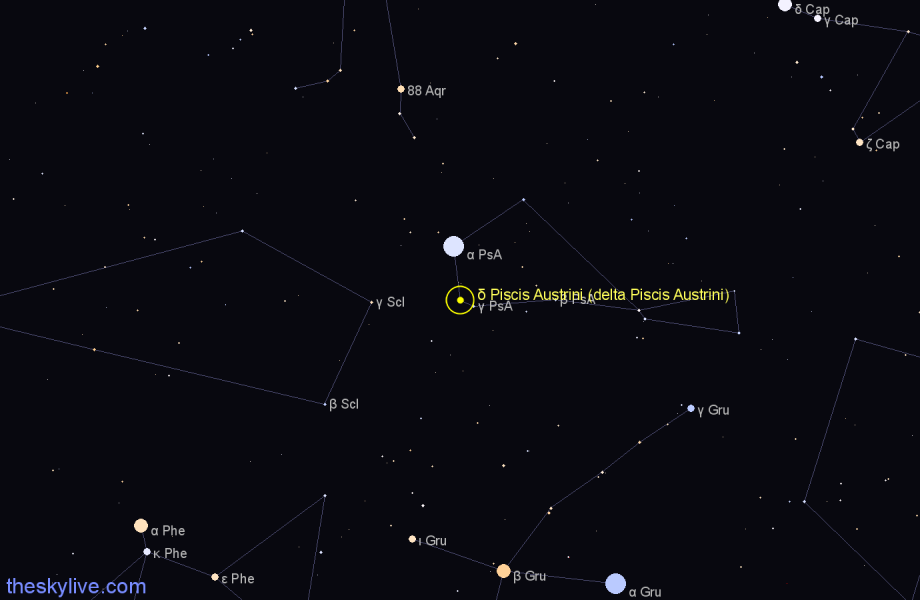 Finder chart δ Piscis Austrini (delta Piscis Austrini) star