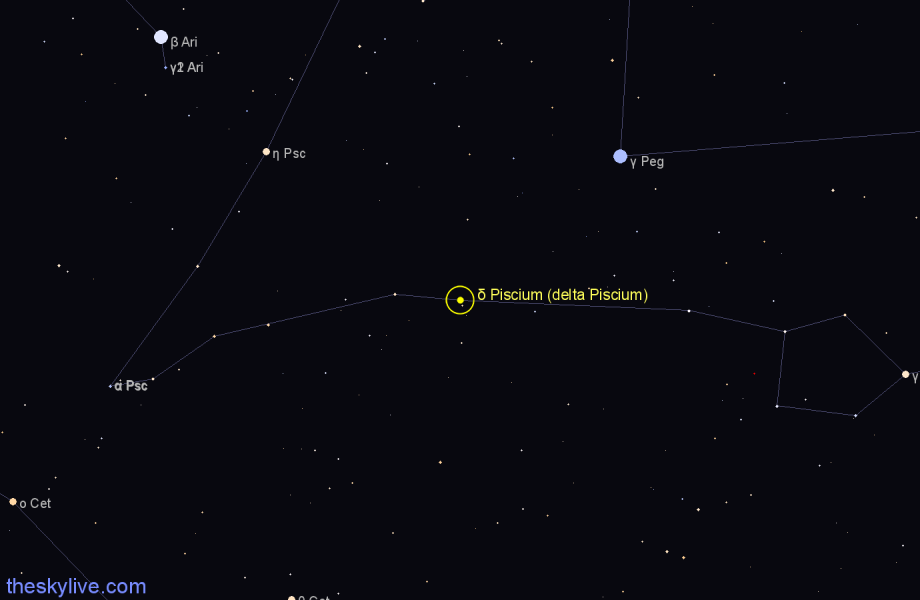 Finder chart δ Piscium (delta Piscium) star