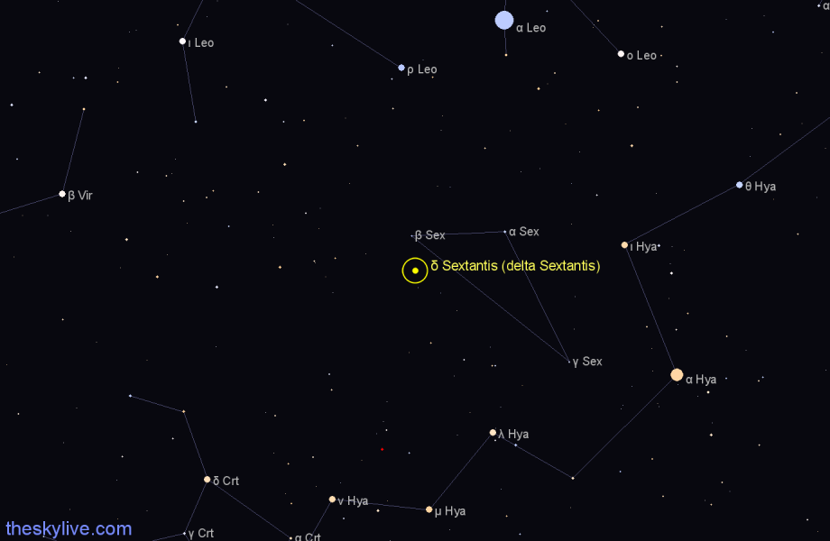 Finder chart δ Sextantis (delta Sextantis) star