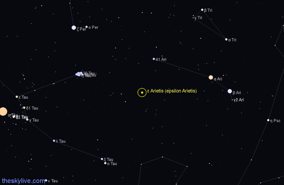 Finder chart ε Arietis (epsilon Arietis) star