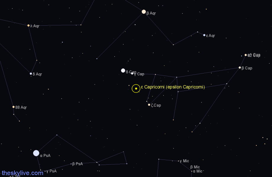 Finder chart ε Capricorni (epsilon Capricorni) star