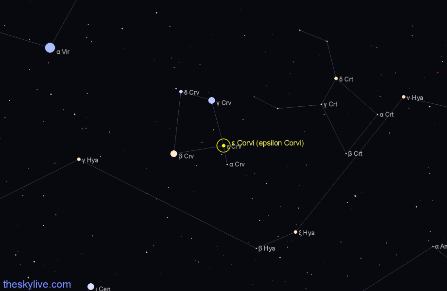 Finder chart ε Corvi (epsilon Corvi) star