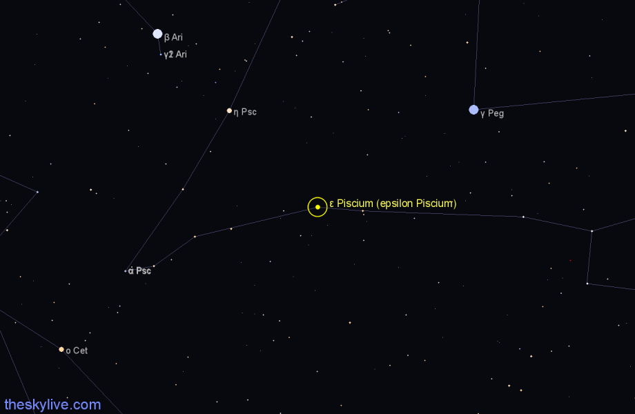Finder chart ε Piscium (epsilon Piscium) star