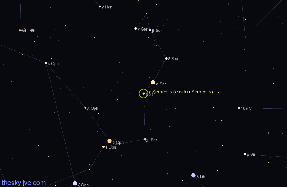 Finder chart ε Serpentis (epsilon Serpentis) star