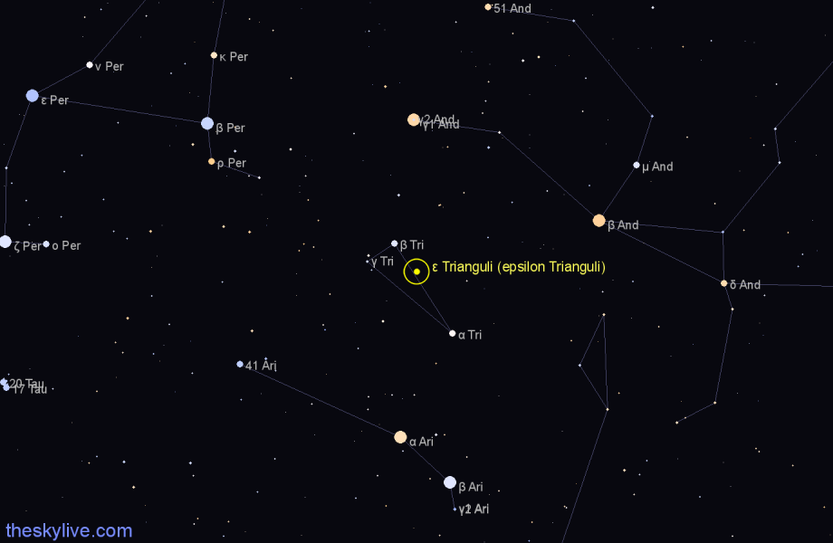 Finder chart ε Trianguli (epsilon Trianguli) star