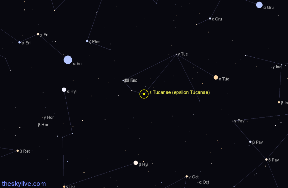Finder chart ε Tucanae (epsilon Tucanae) star