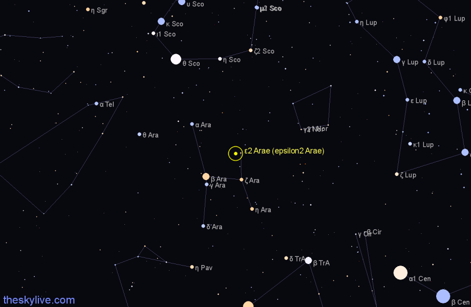 Finder chart ε2 Arae (epsilon2 Arae) star