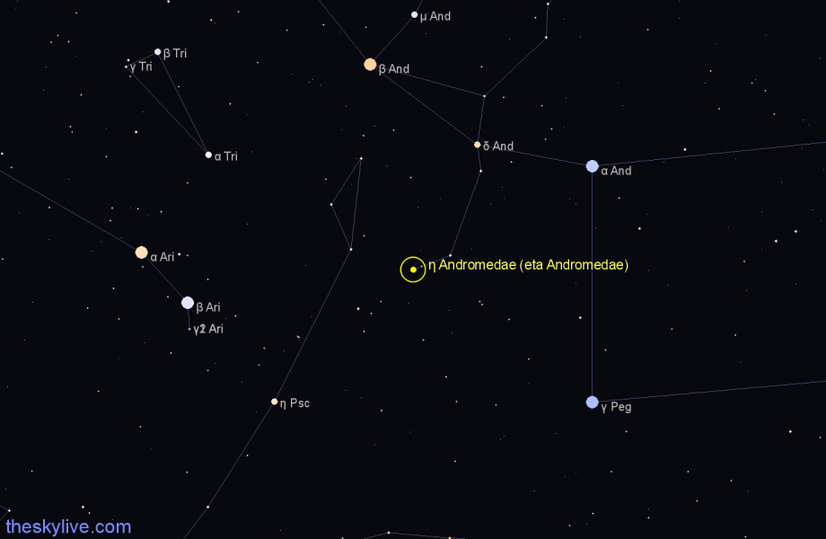 Finder chart η Andromedae (eta Andromedae) star