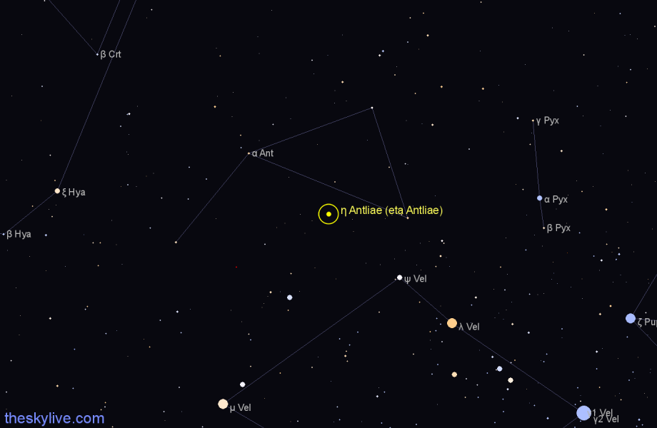 Finder chart η Antliae (eta Antliae) star