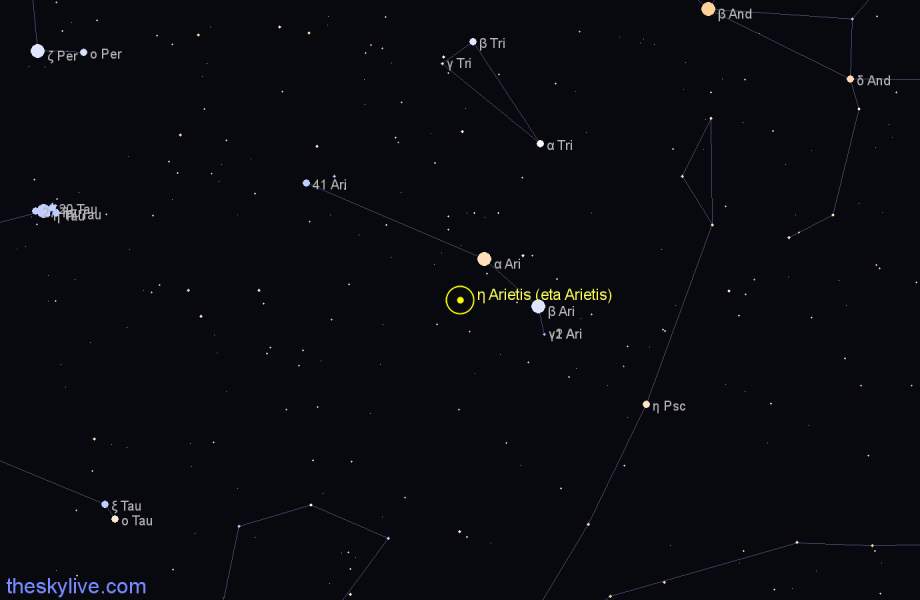 Finder chart η Arietis (eta Arietis) star