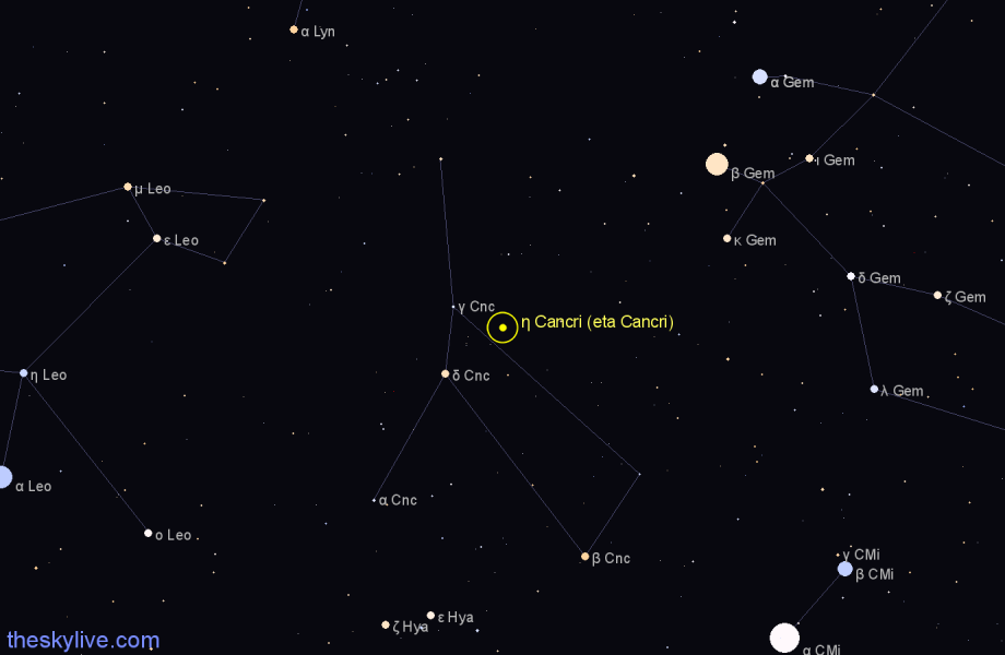 Finder chart η Cancri (eta Cancri) star