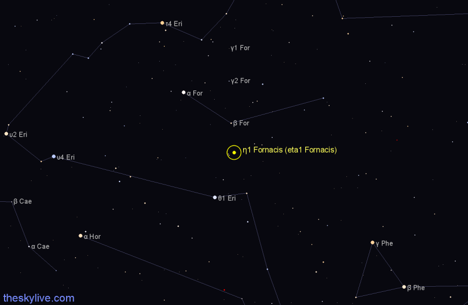 Finder chart η1 Fornacis (eta1 Fornacis) star