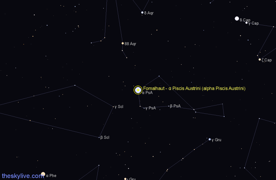 Finder chart Fomalhaut - α Piscis Austrini (alpha Piscis Austrini) star
