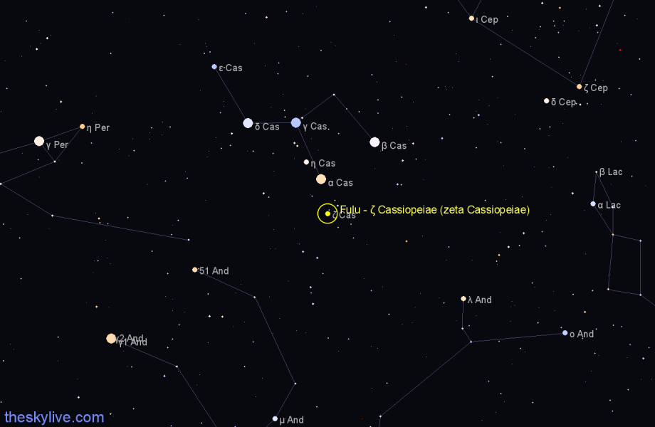 Finder chart Fulu - ζ Cassiopeiae (zeta Cassiopeiae) star
