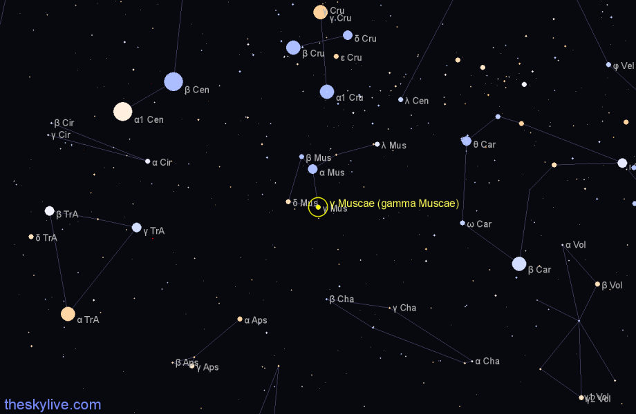 Finder chart γ Muscae (gamma Muscae) star