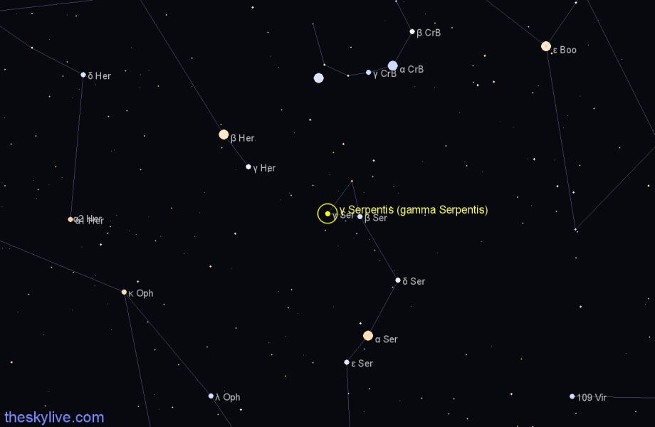 Finder chart γ Serpentis (gamma Serpentis) star