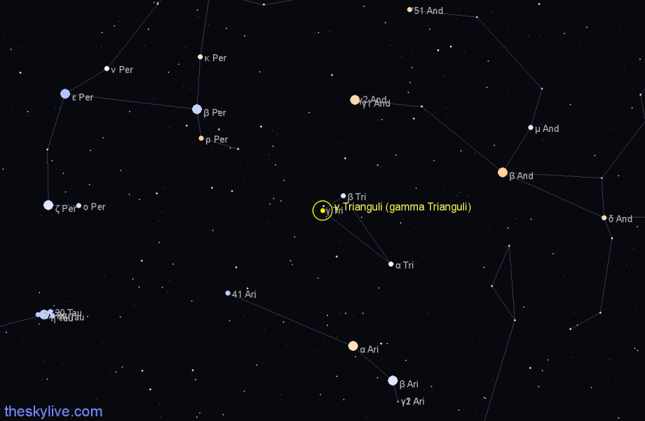 Finder chart γ Trianguli (gamma Trianguli) star