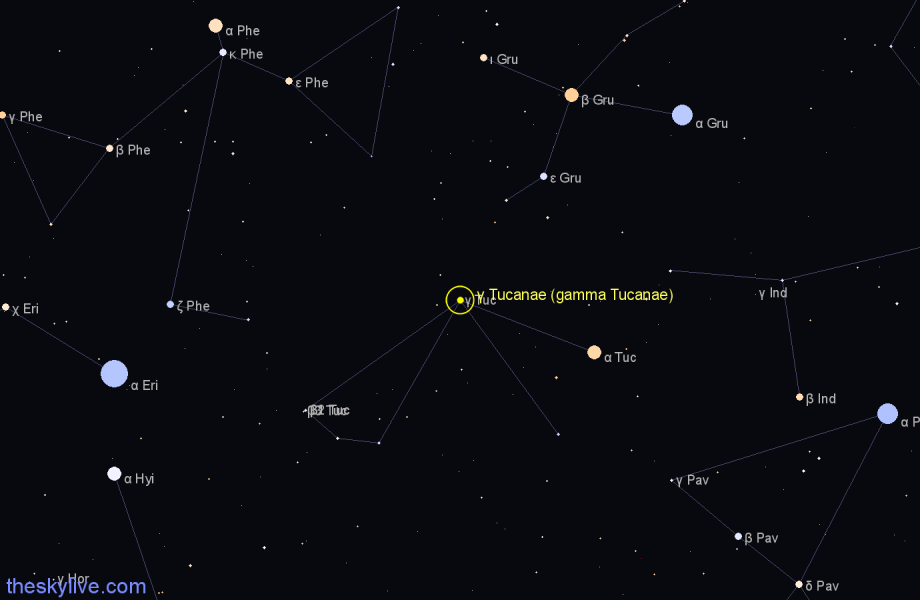 Finder chart γ Tucanae (gamma Tucanae) star